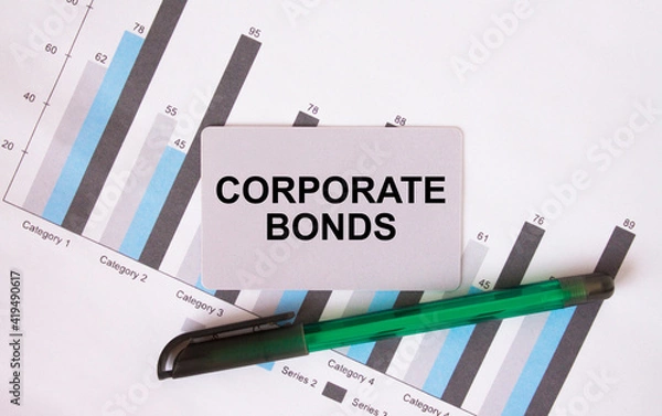 Fototapeta Business card with text Corporate Bonds. Diagram and green pen