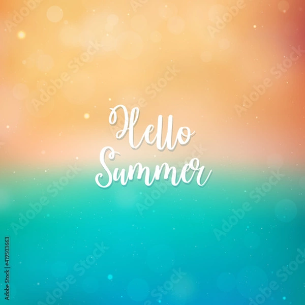 Fototapeta Blurred Hello Summer background, beach and ocean