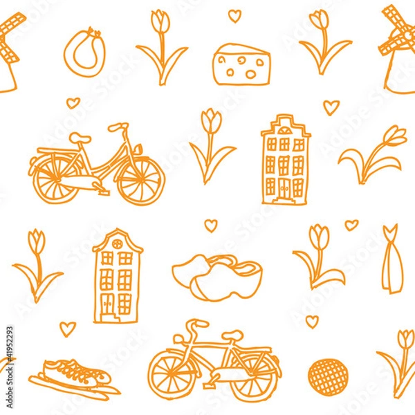 Fototapeta Holland orange seamless vector pattern