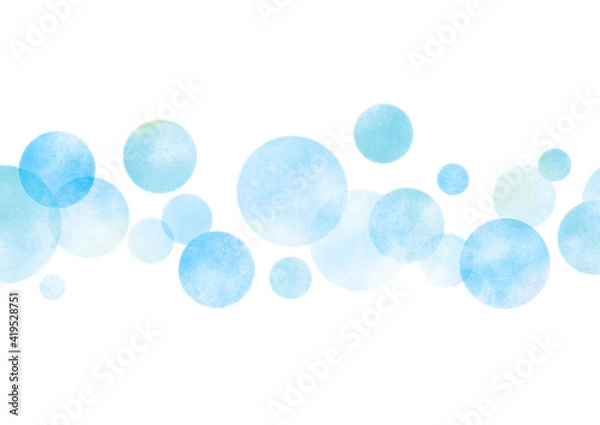 Fototapeta 水彩テクスチャの水玉柄背景　水色