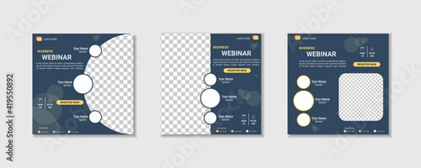 Fototapeta collection webinar social media post template. Banner promotion