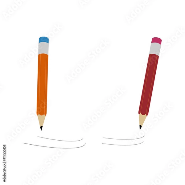 Obraz Two sharpened pencils drawing on clean white