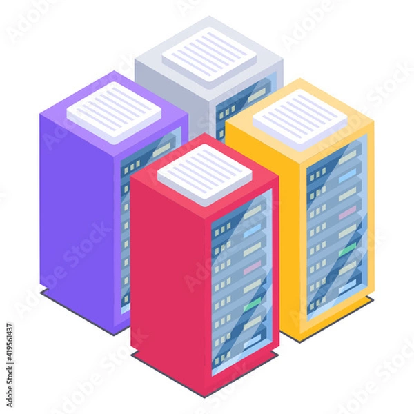 Fototapeta 
Client server in isometric style icon, blockchain technology 

