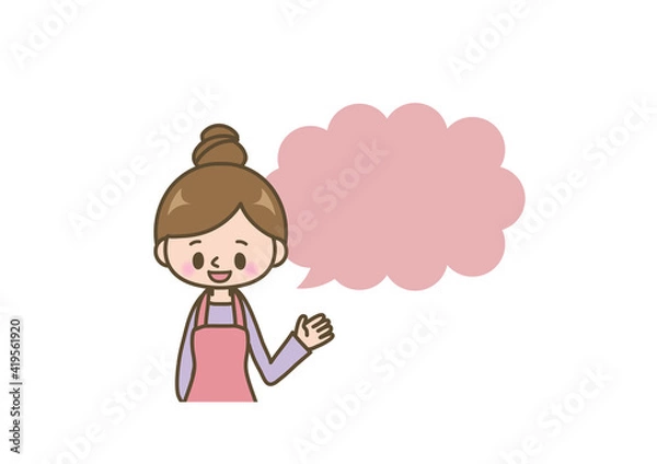Obraz エプロン姿の女性＿ふきだし