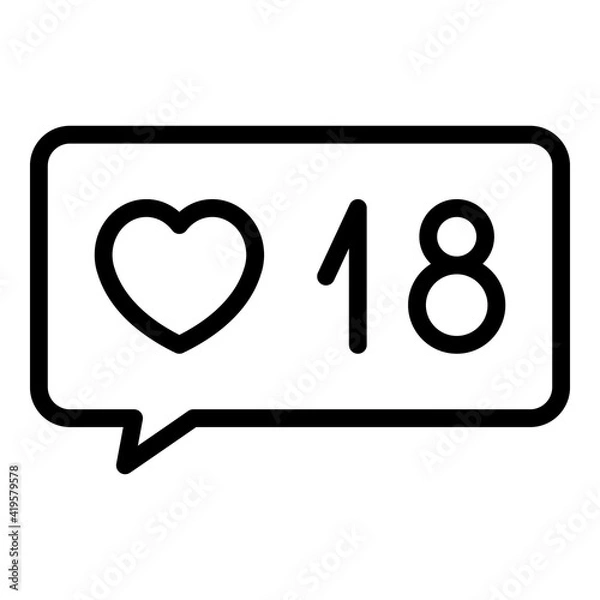 Fototapeta Like chat interface icon. Outline Like chat interface vector icon for web design isolated on white background