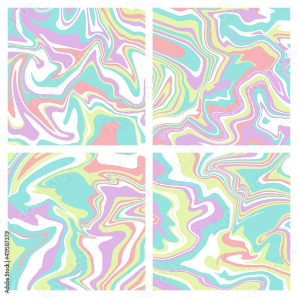 Fototapeta Set vector illustration. Liquid marble texture. Splash of paint.