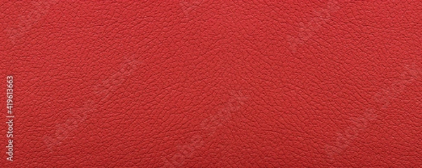 Obraz Clean red leather fullframe texture. Empty red leatherette closeup macro background.