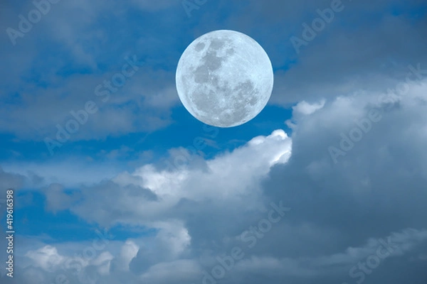 Fototapeta Full moon with clouds on the sky.