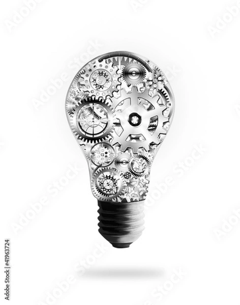 Fototapeta light bulb design by cogs and gears