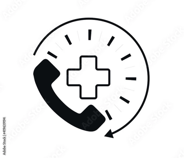 Fototapeta Vector image of a flat, isolated icon emergency call sign