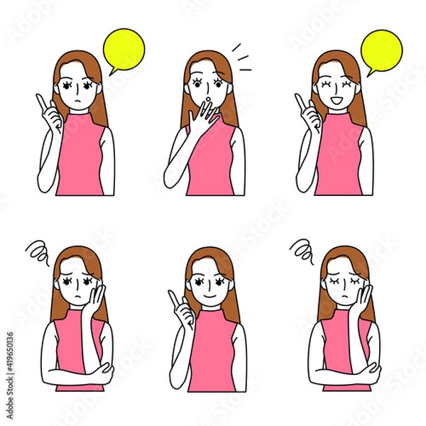 Fototapeta ロングヘアーの女性セット（ノースリーブ）