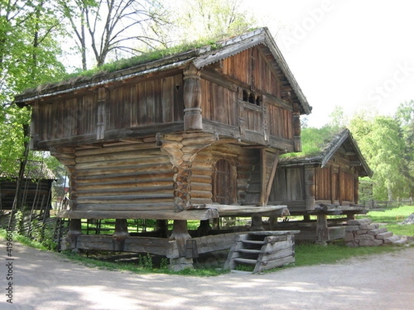 Obraz Skandynawski Dom Gospodarski ze Stodołą