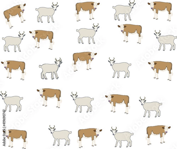 Obraz goat and cow on the same pattern