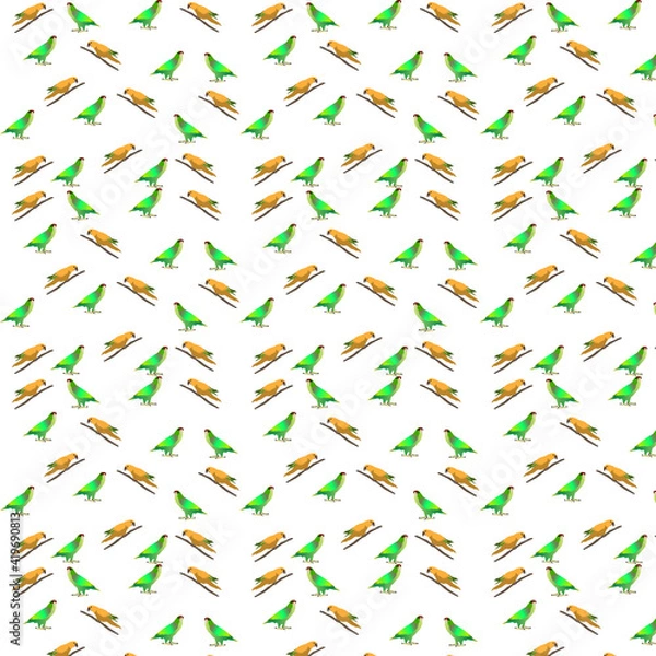 Obraz green and orange parrot pattern