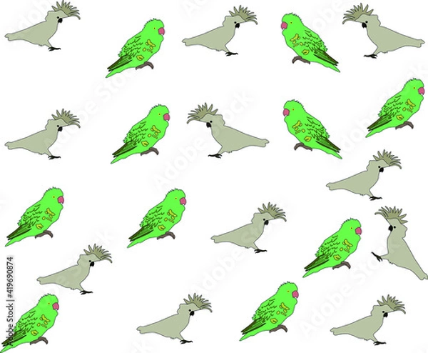 Obraz white and green parrot pattern