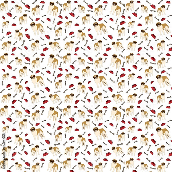 Obraz saint bernard dog with bone and bowl pattern