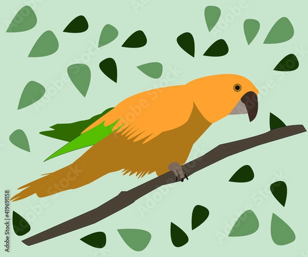 Obraz yellow parrot on a branch