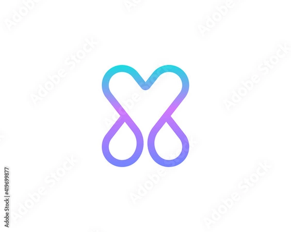 Fototapeta Abstract letter X modern logotype icon design concept. Creative minimalist gradient one line logo template isolated on white background. Vector illustration.