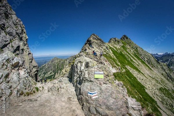 Obraz Tatry Wysokie, droga z Doliny Pięciu Stawów na Świnicę