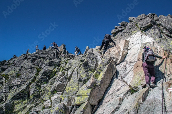 Obraz Tatry Wysokie, droga z Doliny Pięciu Stawów na Świnicę