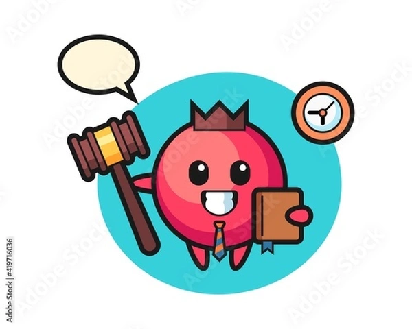 Obraz Mascot cartoon of cranberry as a judge
