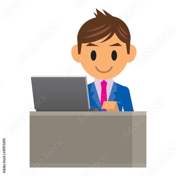 Fototapeta ビジネスマン イラスト ラップトップ ノートパソコン