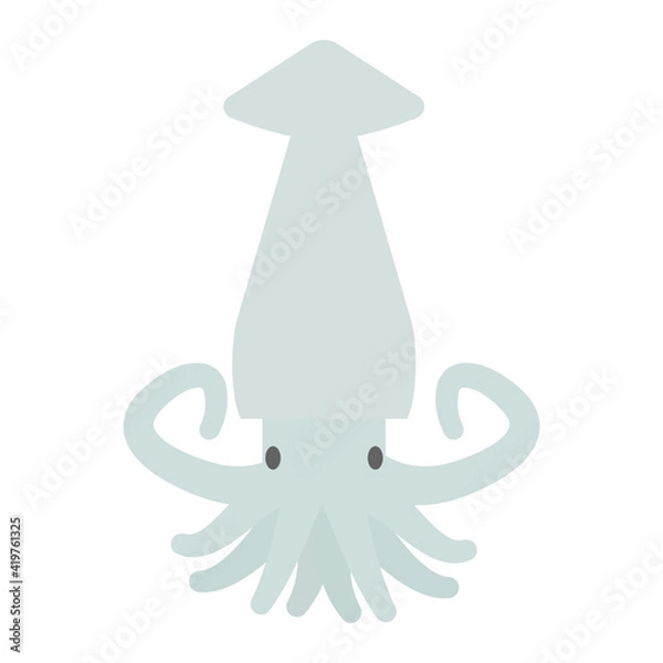 Obraz シンプルでかわいいイカのイラスト フラット