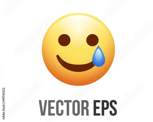 Obraz Vector gradient yellow smiley face icon with blue tear icon