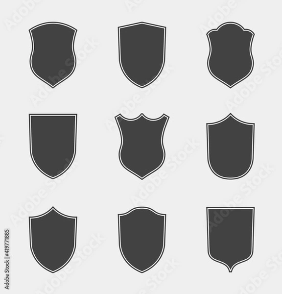 Fototapeta Flat Clip art Design Elements. Set of Vector set of Shield Silhouette. Different Coat Arms signs