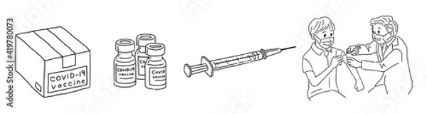 Fototapeta covid-19(コロナウイルス)のワクチン注射のベクター画像