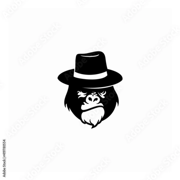 Obraz ape head with hat logo template vector