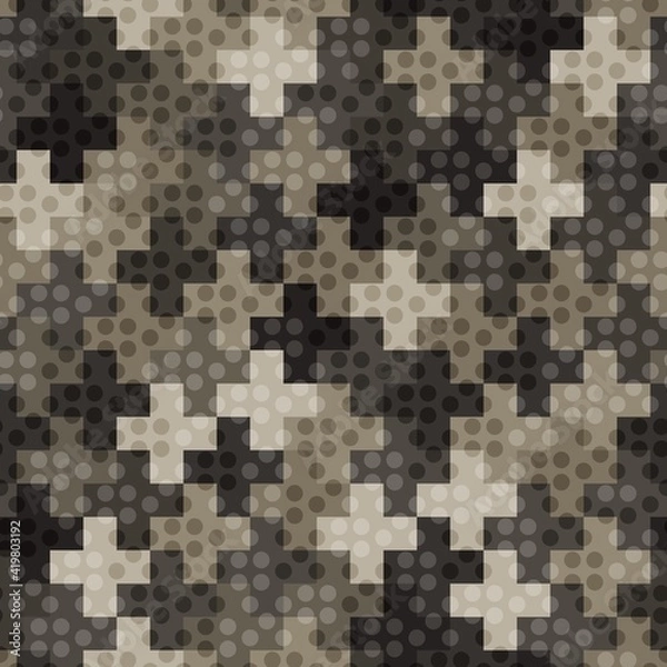 Obraz Cross pavement ornament seamless pattern. Camouflage mosaics wallpaper