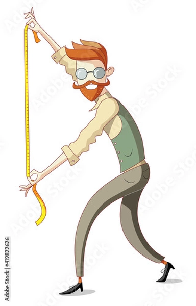 Obraz Bearded tailor holding tape measure - choose your size.