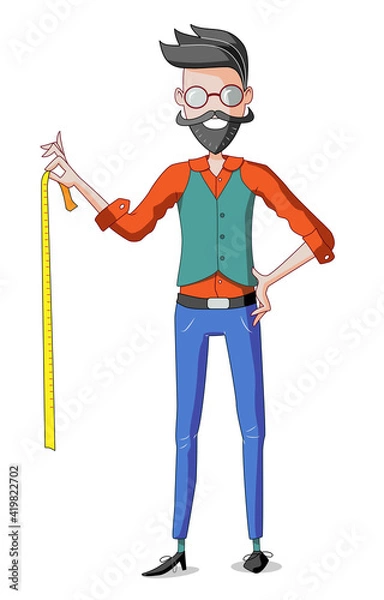 Obraz Bearded tailor holding tape measure - choose your size.