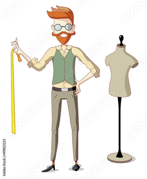Obraz Bearded tailor holding tape measure - choose your size.