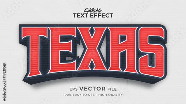 Fototapeta Editable text style effect - Texas Retro text style theme