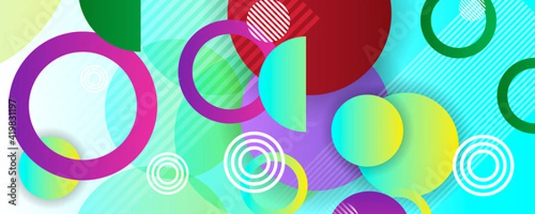 Fototapeta Abstract colorful geometric composition - multicolored circle background
