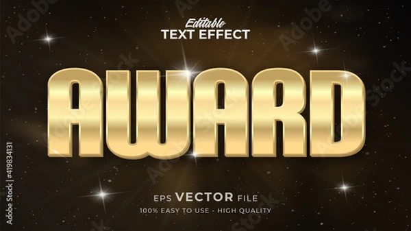 Fototapeta Editable text style effect - Luxury Award Gold text style theme