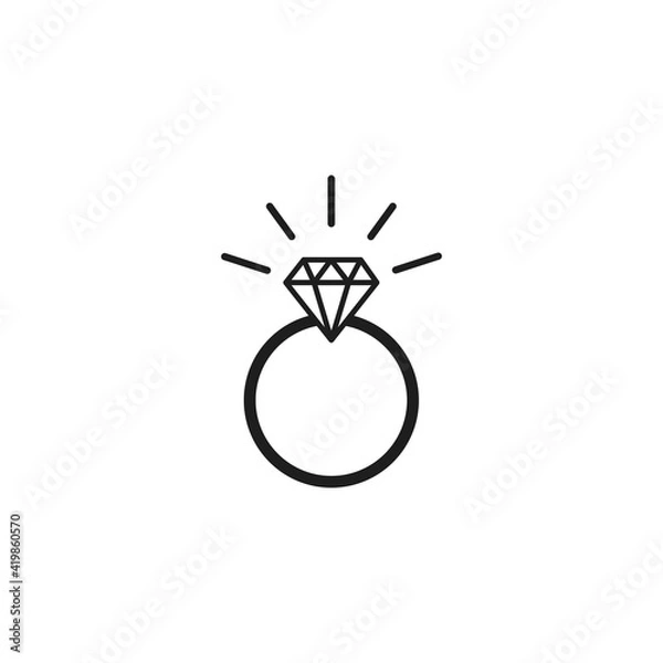 Obraz Ring icon vector. Simple diamond sign