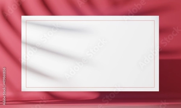 Fototapeta 3d background for product presentation. Blank business card on red background with shadow.