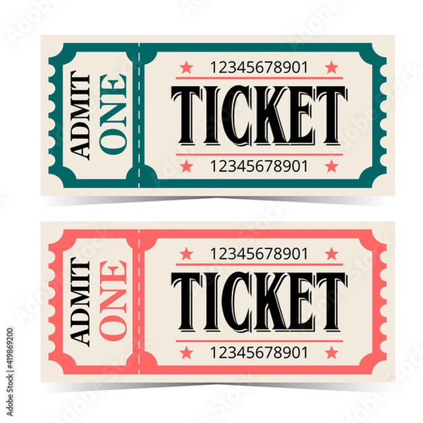 Fototapeta admit one ticket in retro vintage style