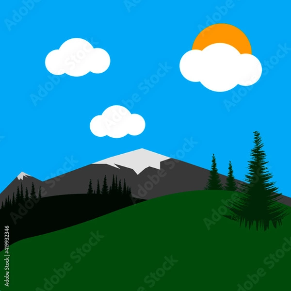 Obraz landscape with mountains and clouds
