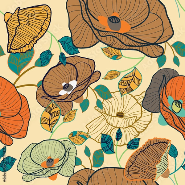 Fototapeta Seamless floral texture