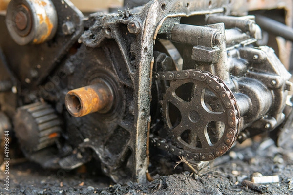 Fototapeta Close up of an internal combustion engine out of an old fighter plane.