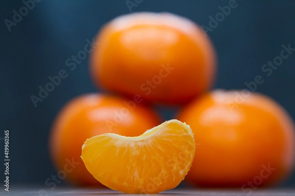 Obraz mandarin, fresh fruit black background