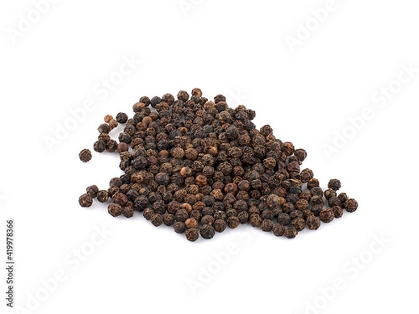 Obraz Black pepper placed on a white background