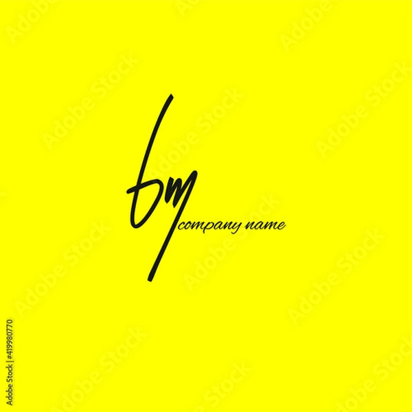 Obraz bm Initial handwriting or handwritten logo for identity with beauty monogram and elegant logo design