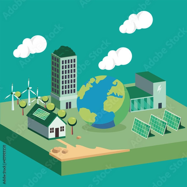 Fototapeta Isometric ecological system