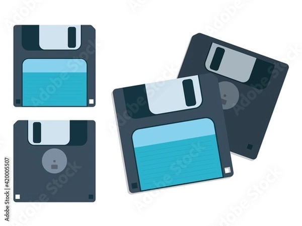Fototapeta Computer Data Storage Floppy Disc or Disk Vector Cartoon Graphic Illustration