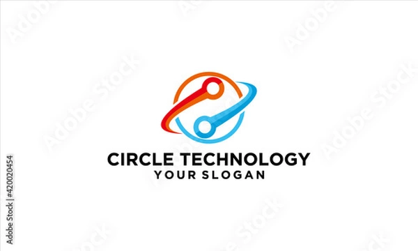 Fototapeta combination circle and technology logo design